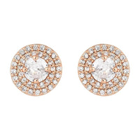 Etnico Rose Gold Plated CZ American Diamond Chain Pendent Set for Women