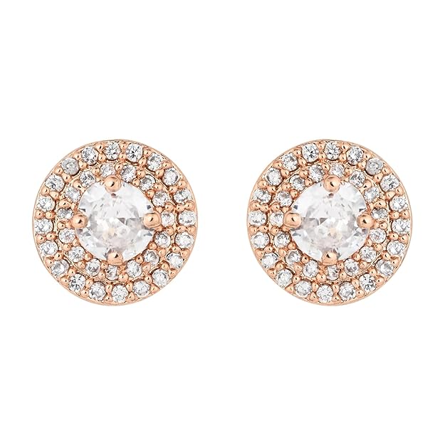 Etnico Rose Gold Plated CZ American Diamond Chain Pendent Set for Women