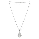 Etnico Latest Stylish Silver Plated CZ American Diamond Teardrop Pendant Set For Women