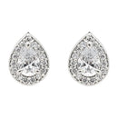 Etnico Latest Stylish Silver Plated CZ American Diamond Teardrop Pendant Set For Women