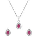 Etnico Latest Stylish Silver Plated CZ American Diamond Teardrop Pendant Set For Women