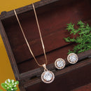 Etnico Latest Stylish CZ American Diamond Teardrop Pendant Set For Women