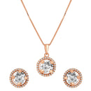 Etnico Latest Stylish CZ American Diamond Teardrop Pendant Set For Women