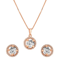 Etnico Latest Stylish CZ American Diamond Teardrop Pendant Set For Women