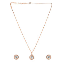 Etnico Latest Stylish CZ American Diamond Teardrop Pendant Set For Women