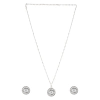 Etnico Latest Stylish CZ American Diamond Teardrop Pendant Set For Women