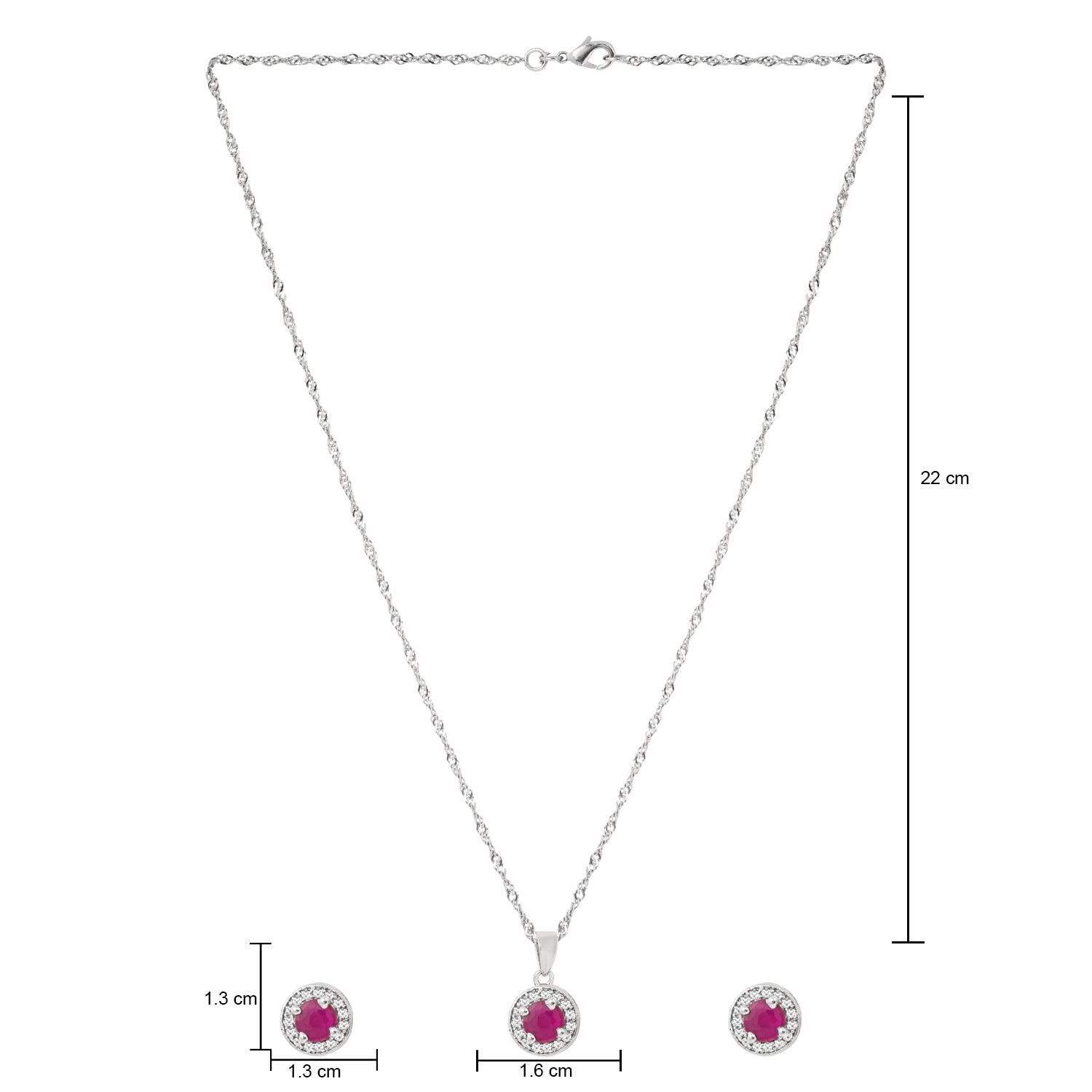 Etnico Latest Stylish Silver Plated CZ American Diamond Teardrop Pendant Set For Women