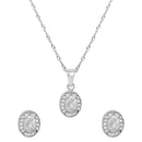 Etnico Latest Stylish Silver Plated CZ American Diamond Teardrop Pendant Set For Women