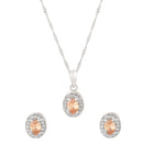 Etnico Latest Stylish Silver Plated CZ American Diamond Teardrop Pendant Set For Women