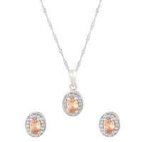Etnico Latest Stylish Silver Plated CZ American Diamond Teardrop Pendant Set For Women