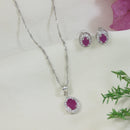 Etnico Latest Stylish Silver Plated CZ American Diamond Set For Women