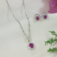 Etnico Latest Stylish Silver Plated CZ American Diamond Set For Women