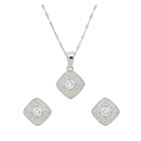 Etnico Silver Plated Cubic Zirconia American Diamond Set for Women