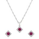 Etnico Latest Stylish Silver Plated CZ American Diamond Pendant Set For Women