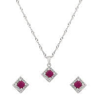Etnico Latest Stylish Silver Plated CZ American Diamond Pendant Set For Women