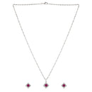 Etnico Latest Stylish Silver Plated CZ American Diamond Pendant Set For Women