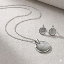 Etnico Round Mother of Pearl Pendant Necklace with Matching Stud Earrings Set for Women