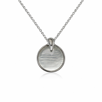 Etnico Round Mother of Pearl Pendant Necklace with Matching Stud Earrings Set for Women