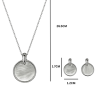 Etnico Round Mother of Pearl Pendant Necklace with Matching Stud Earrings Set for Women