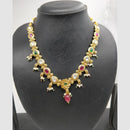Chiccharm Jewellery Pota Stone And Pearl Brass And Copper Rajwadi Necklace Set