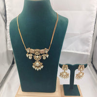 Chiccharm Jewellery Premium Polki Kundan And Beads Necklace with Earrings Set