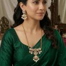 Chiccharm Jewellery Premium Polki Kundan And Beads Necklace with Earrings Set