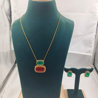 Chiccharm Jewellery Pota Stone And Pearl Brass And Copper Rajwadi Necklace Set