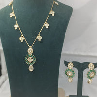 Chiccharm Jewellery Premium Polki Kundan Necklace with Earrings Set