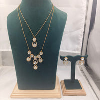 Chiccharm Jewellery Premium Polki Kundan Necklace with Earrings Set