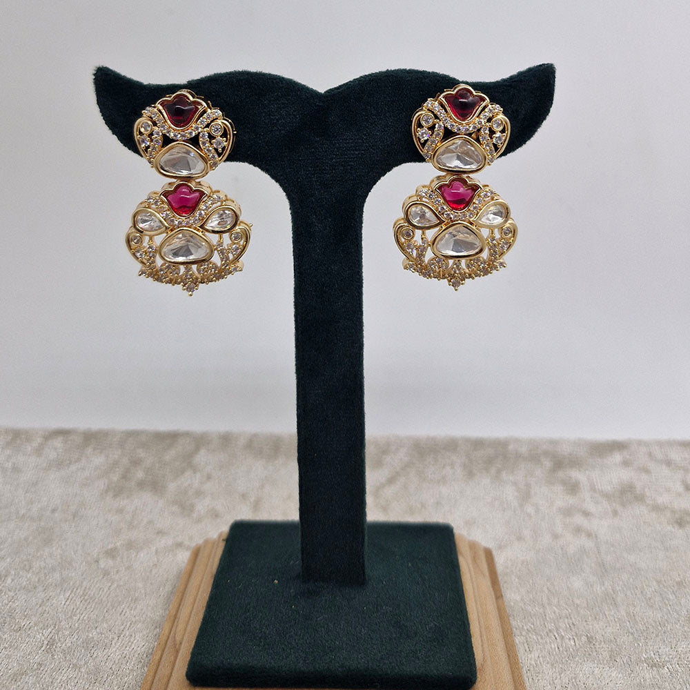 Chiccharm Jewellery Classic Polki Kundan Stone Hanging Earrings