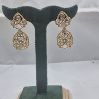 Chiccharm Jewellery Classic Polki Kundan Stone Hanging Earrings