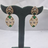 Chiccharm Jewellery Classic Polki Kundan Stone Hanging Earrings