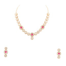 Chiccharm Jewellery Premium Polki Kundan Necklace with Earrings Set