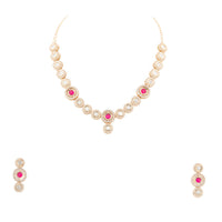 Chiccharm Jewellery Premium Polki Kundan Necklace with Earrings Set