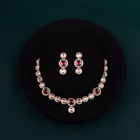 Chiccharm Jewellery Premium Polki Kundan Necklace with Earrings Set
