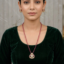Chiccharm Jewellery Premium Polki Kundan Long Necklace with Earrings Set