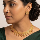 Chiccharm Jewellery Pota Stone Brass And Copper Rajwadi Necklace Set