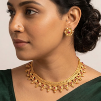 Chiccharm Jewellery Pota Stone Brass And Copper Rajwadi Necklace Set