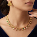 Chiccharm Jewellery Pota Stone Brass And Copper Rajwadi Necklace Set