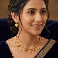 Chiccharm Jewellery Pota Stone And Pearl Brass And Copper Rajwadi Necklace Set