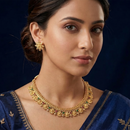 Chiccharm Jewellery Pota Stone Brass And Copper Rajwadi Necklace Set