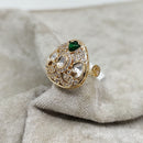 ChicCharm Jewellery Brass And Copper Mother Pearl American Diamond Ring