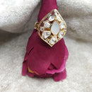 ChicCharm Jewellery Brass And Copper Mother Pearl American Diamond Ring