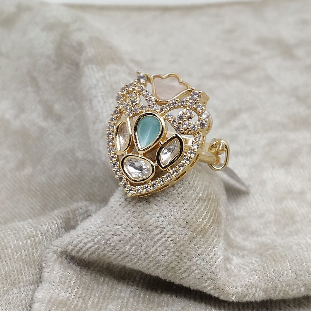 ChicCharm Jewellery Brass And Copper Mother Pearl American Diamond Ring