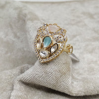 ChicCharm Jewellery Brass And Copper Mother Pearl American Diamond Ring
