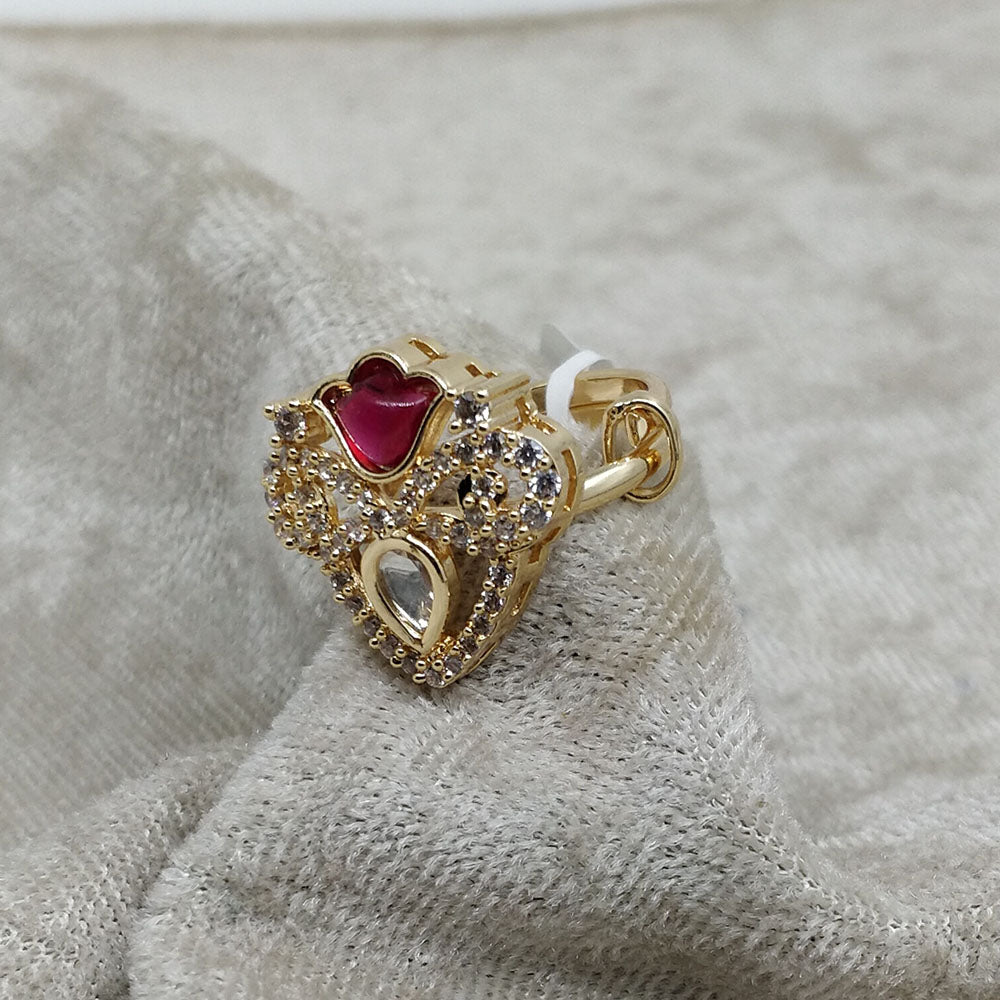 ChicCharm Jewellery Brass And Copper Mother Pearl American Diamond Ring