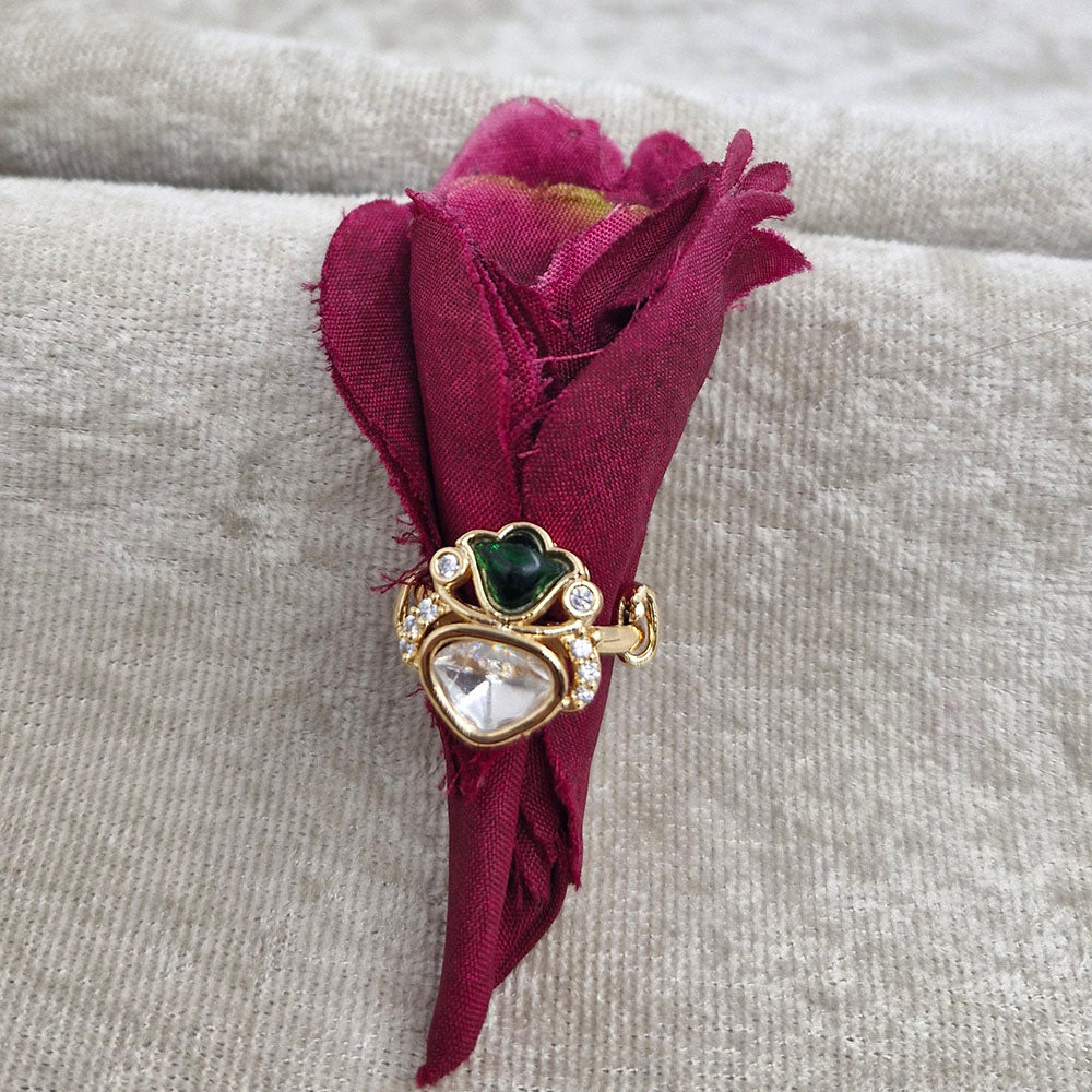 ChicCharm Jewellery Brass And Copper Mother Pearl American Diamond Ring