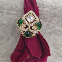 ChicCharm Jewellery Brass And Copper Mother Pearl American Diamond Ring