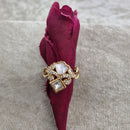 ChicCharm Jewellery Brass And Copper Mother Pearl American Diamond Ring