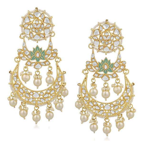 Darshana Jewels  Ethnic Gold Plated White Kundan Chandbali Dangler Earring For Women VECJ100209 (Copy)